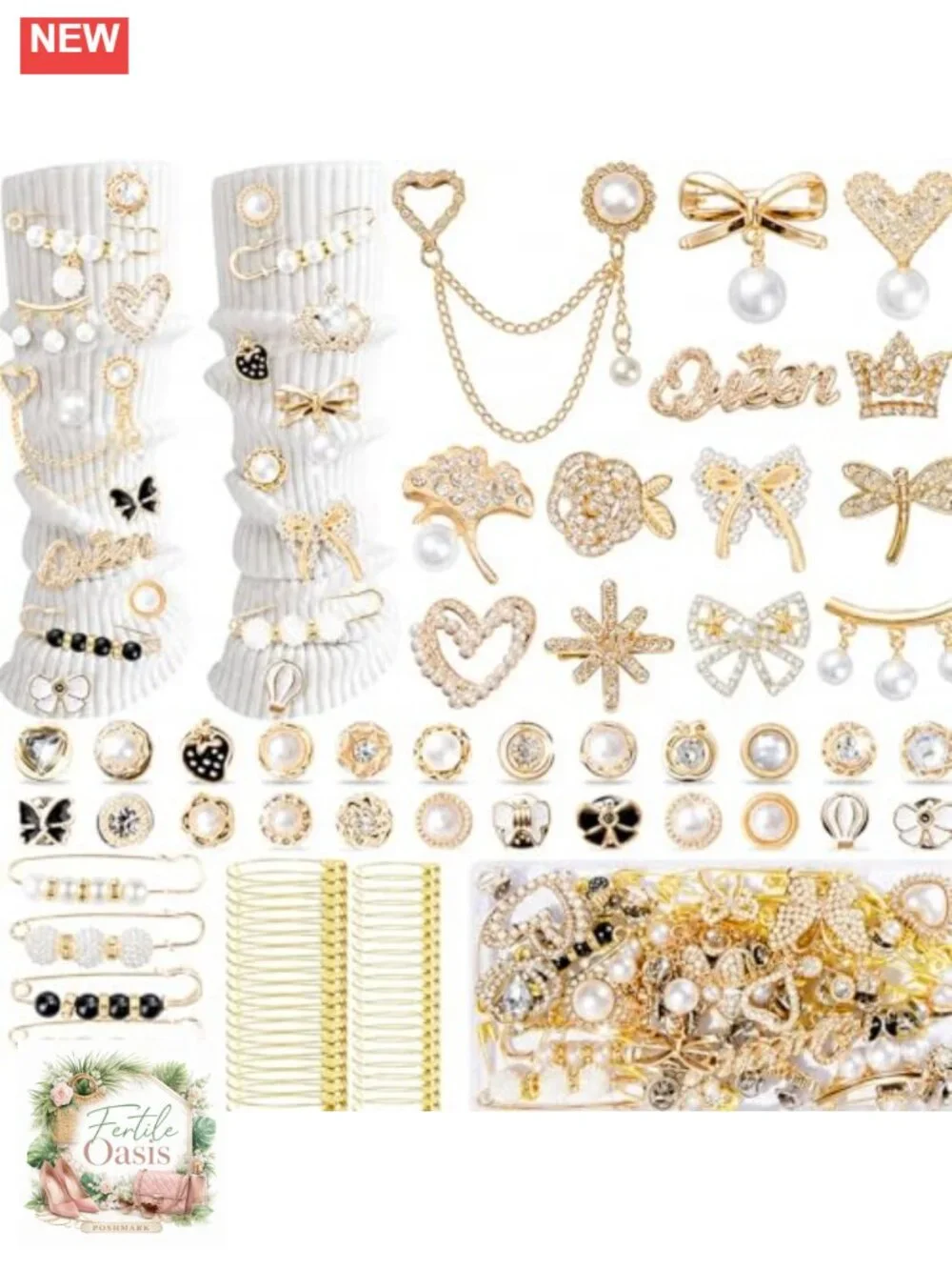 80pc Junk Socks Charms Kit DIY Brooches Pins Shoe Charms Jewelry Making